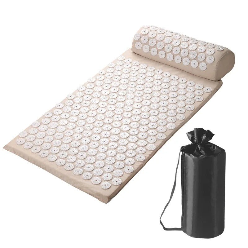 tapis d'acupression beige avec cercle blanc