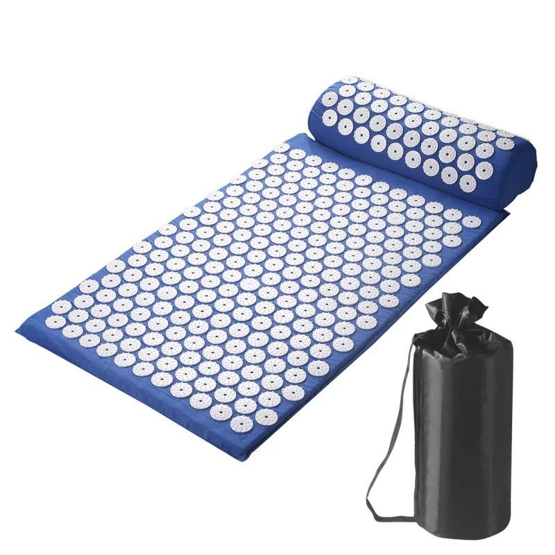 tapis d'acupression bleu avec cercle blanc