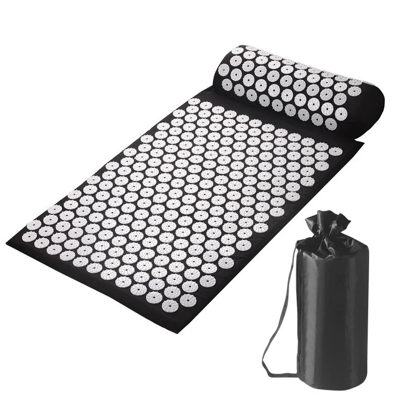 tapis d'acupression noir avec cercle blanc
