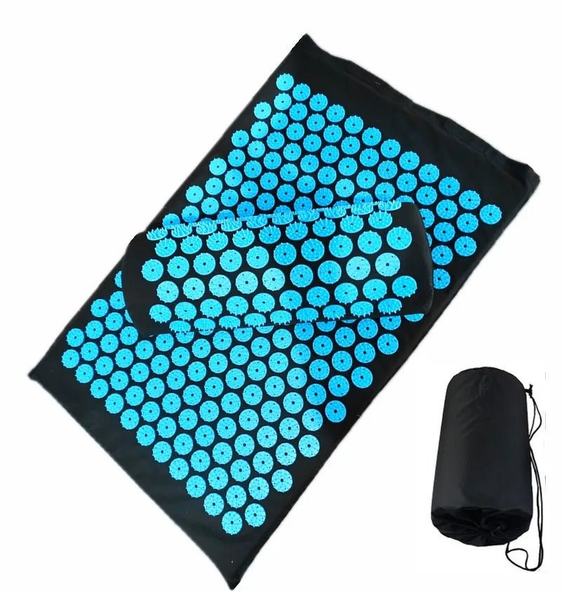 tapis d'acupression noir avec cercle bleu