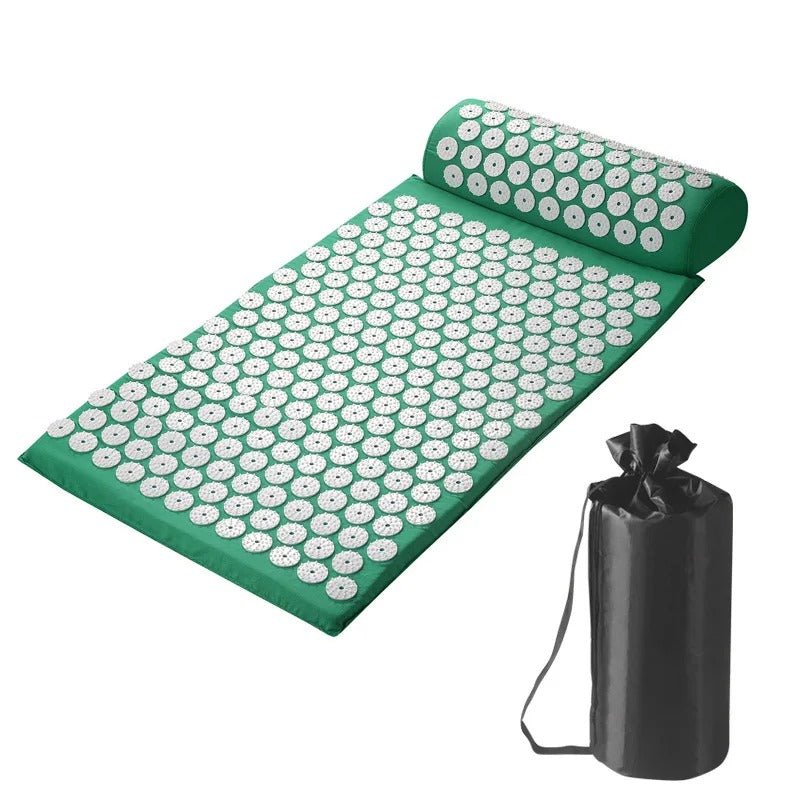 tapis d'acupression vert avec cercle blanc