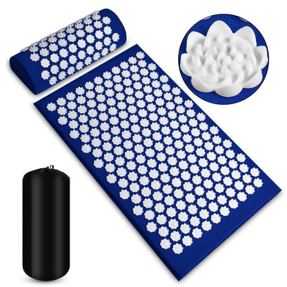 tapis d'acupression bleu avec lotus blanc