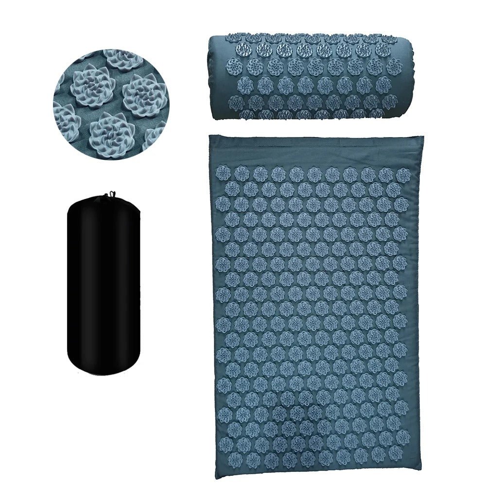 tapis d'acupression bleu avec lotus bleu