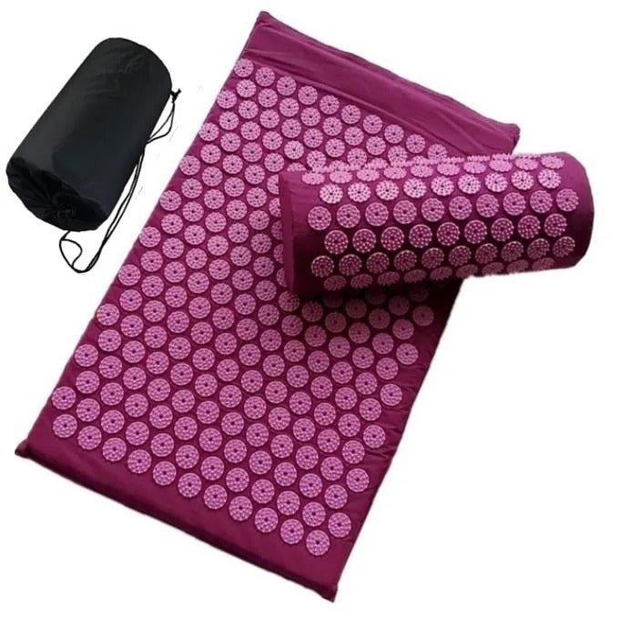 tapis d'acupression mauve avec cercle rose